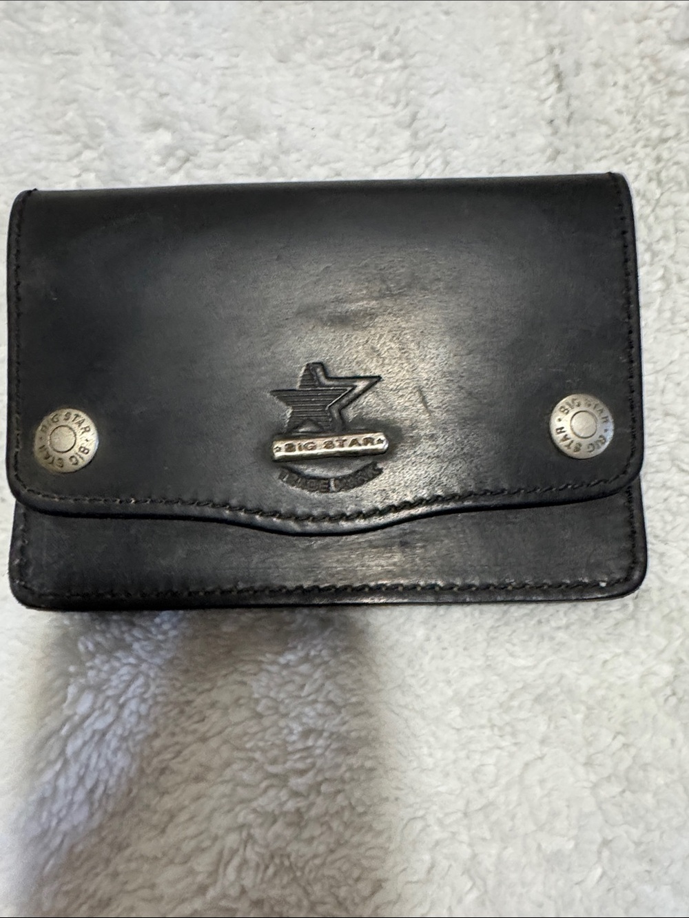 Big Star Black Leather Belt Fold Wallet with Star Emblem